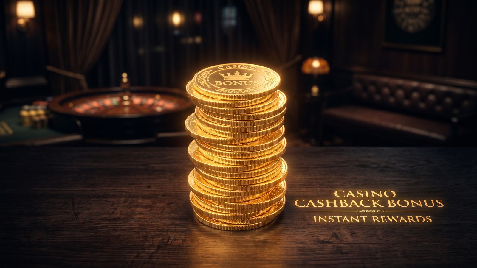 Gouden munten op een donker casinotafelkleed